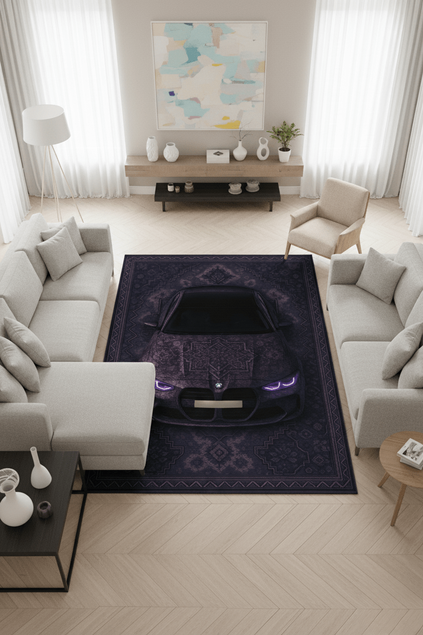 BMW M3 × Veylor – Customizable Plate Persian Automotive Rug - Rilva Design
