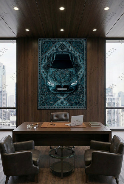 BMW M4 Car Rug Wall Tapestry – Retro Persian Style Automotive Art - Prime Shine AD Luminar