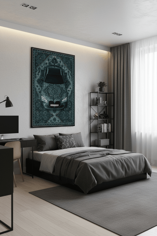 BMW M4 Persian Wall Tapestry – Premium 3D Woven Automotive Art for Bedroom, Gaming Room & Garage Decor - Rilva Design