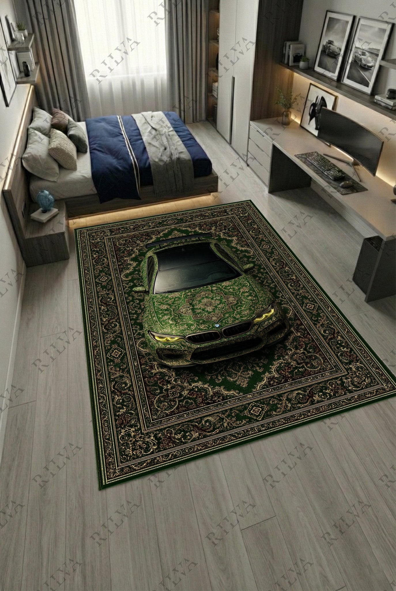 BMW M5 Car Rug – Retro Persian Style Floor Rug | Exclusive Automotive Design - Rilva Design