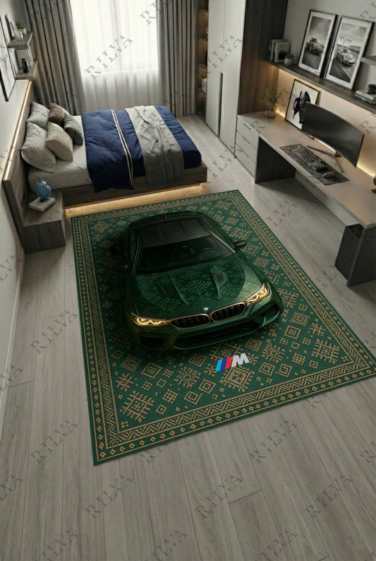 BMW M5 CS Car Rug – Retro Scandinavian design Floor Rug | Exclusive Automotive Design - Rilva Design