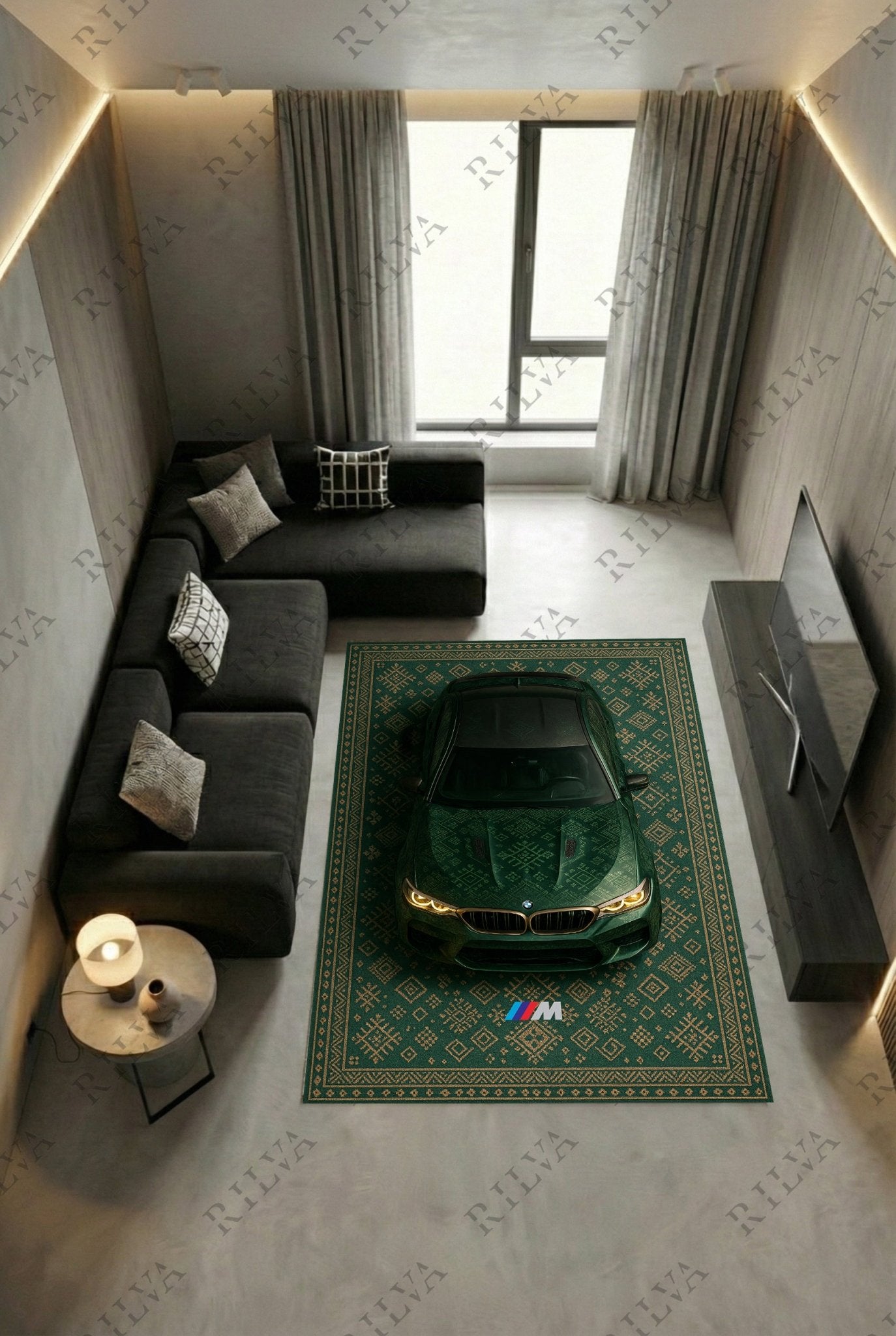 BMW M5 CS Car Rug – Retro Scandinavian design Floor Rug | Exclusive Automotive Design - Rilva Design