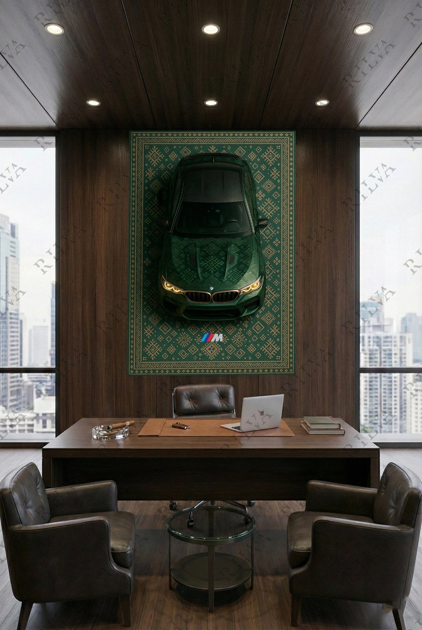 BMW M5 CS Car Rug Wall Tapestry – Retro Scandinavian design Automotive Art - Rilva Design