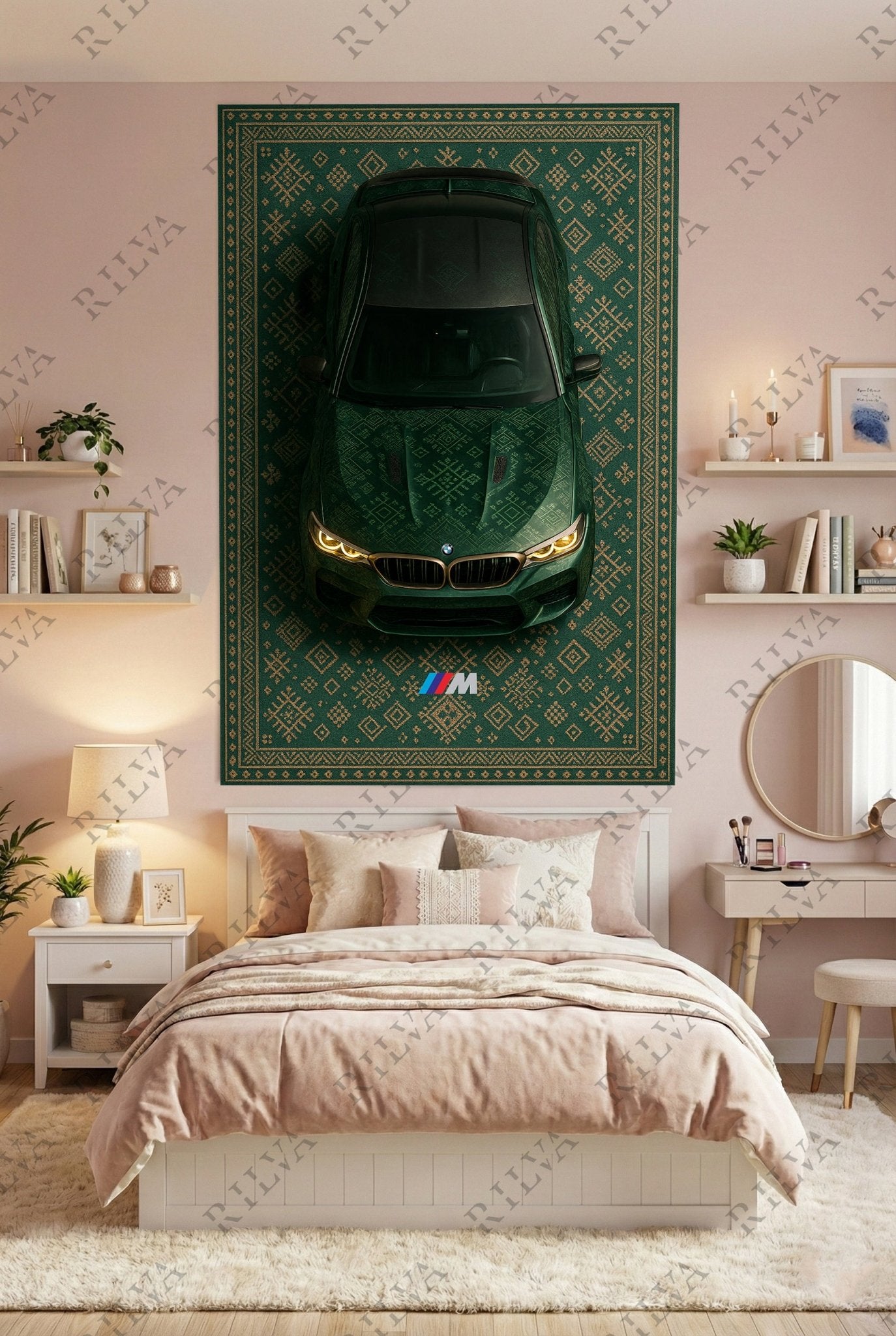 BMW M5 CS Car Rug Wall Tapestry – Retro Scandinavian design Automotive Art - Rilva Design