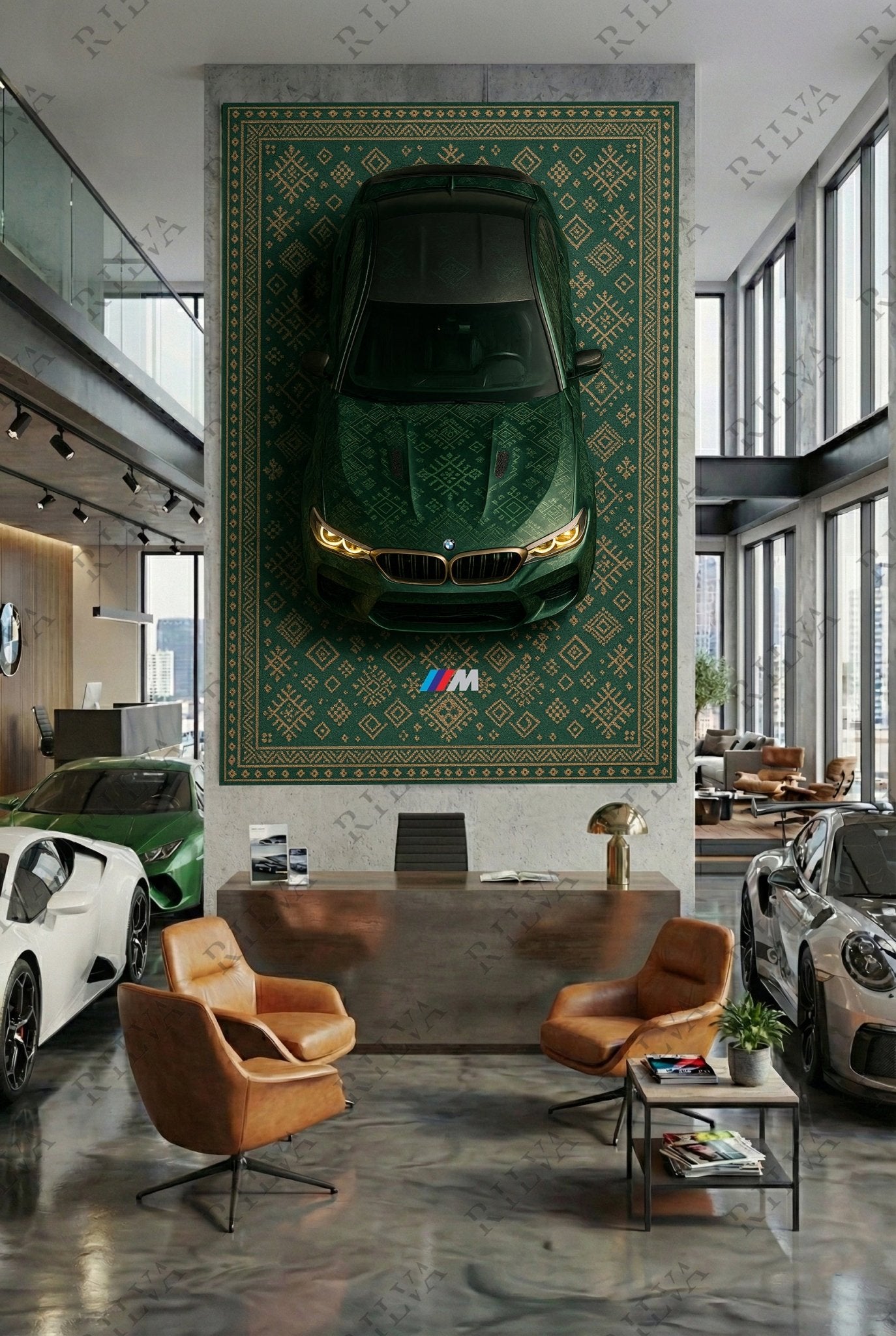 BMW M5 CS Car Rug Wall Tapestry – Retro Scandinavian design Automotive Art - Rilva Design