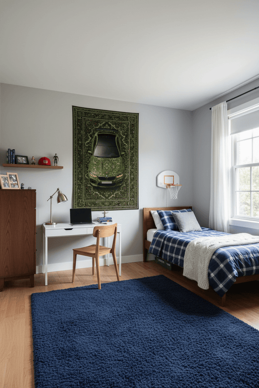 BMW M5 CS Persian Wall Tapestry – Premium 3D Woven Automotive Art for Bedroom, Gaming Room & Garage Decor - Rilva Design