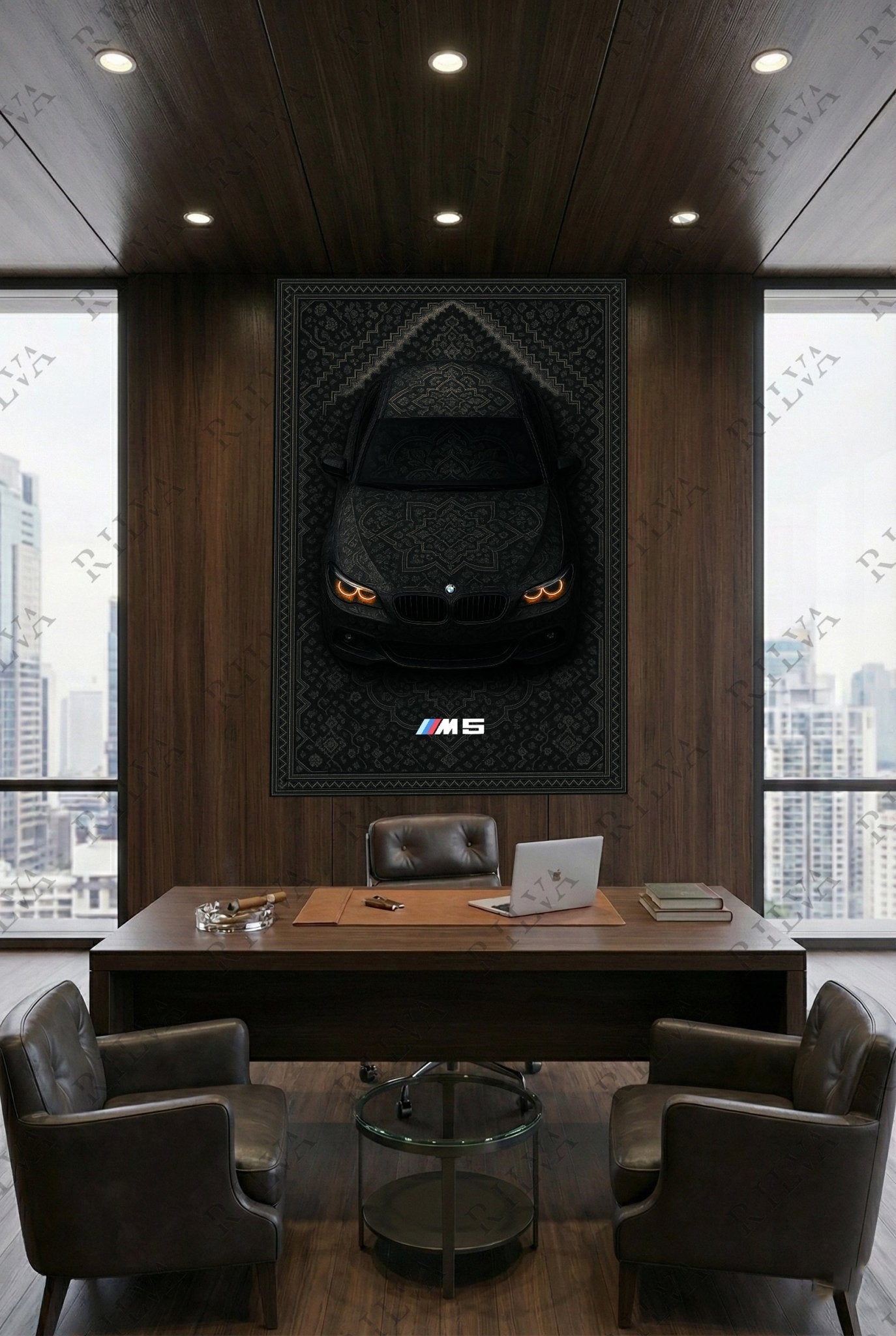BMW M5 E60 Car Rug Wall Tapestry – Retro Persian Style Automotive Art - Rilva Design