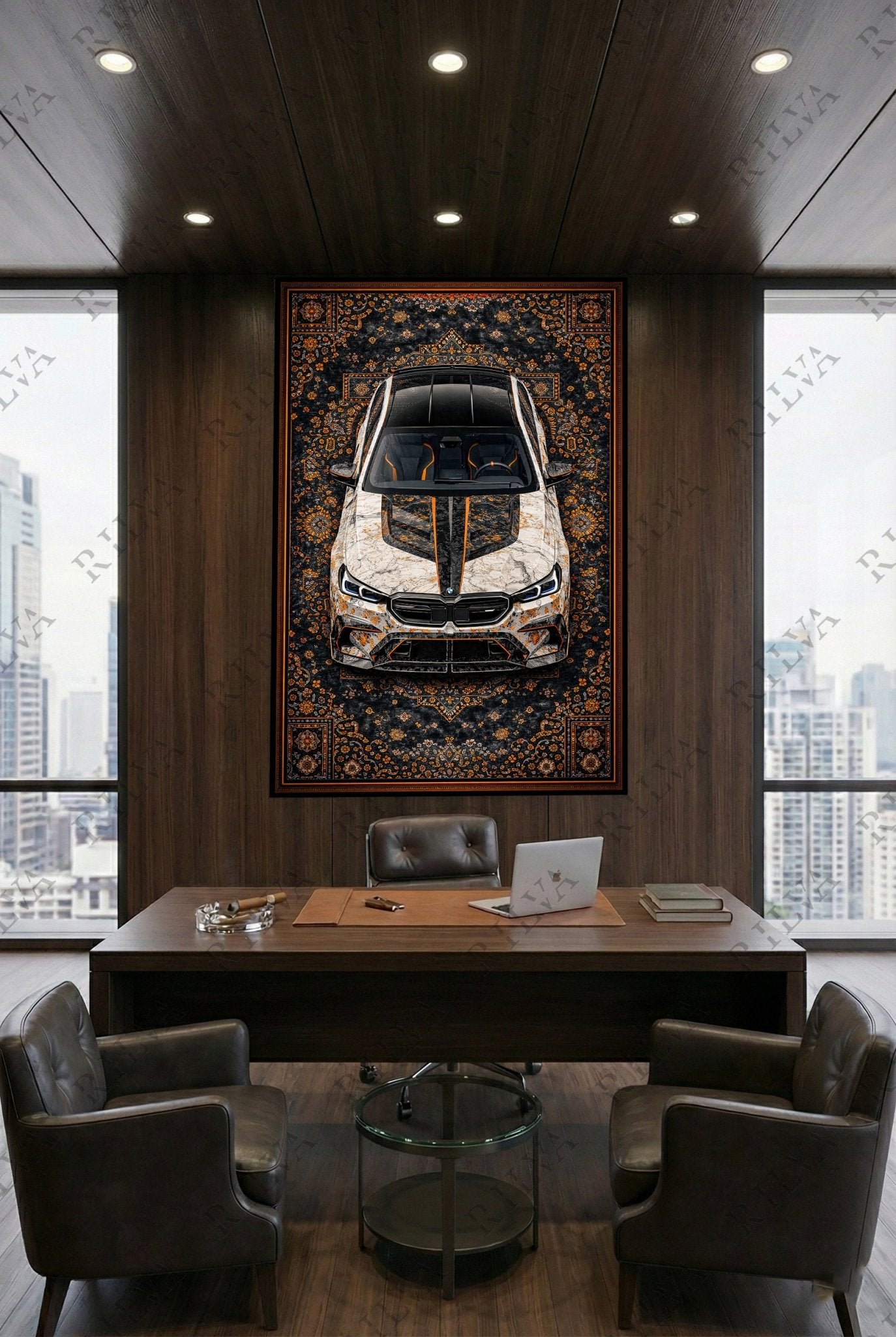 BMW M5 Mansory Wall Tapestry – Retro Persian Style Automotive Art - Rilva Design