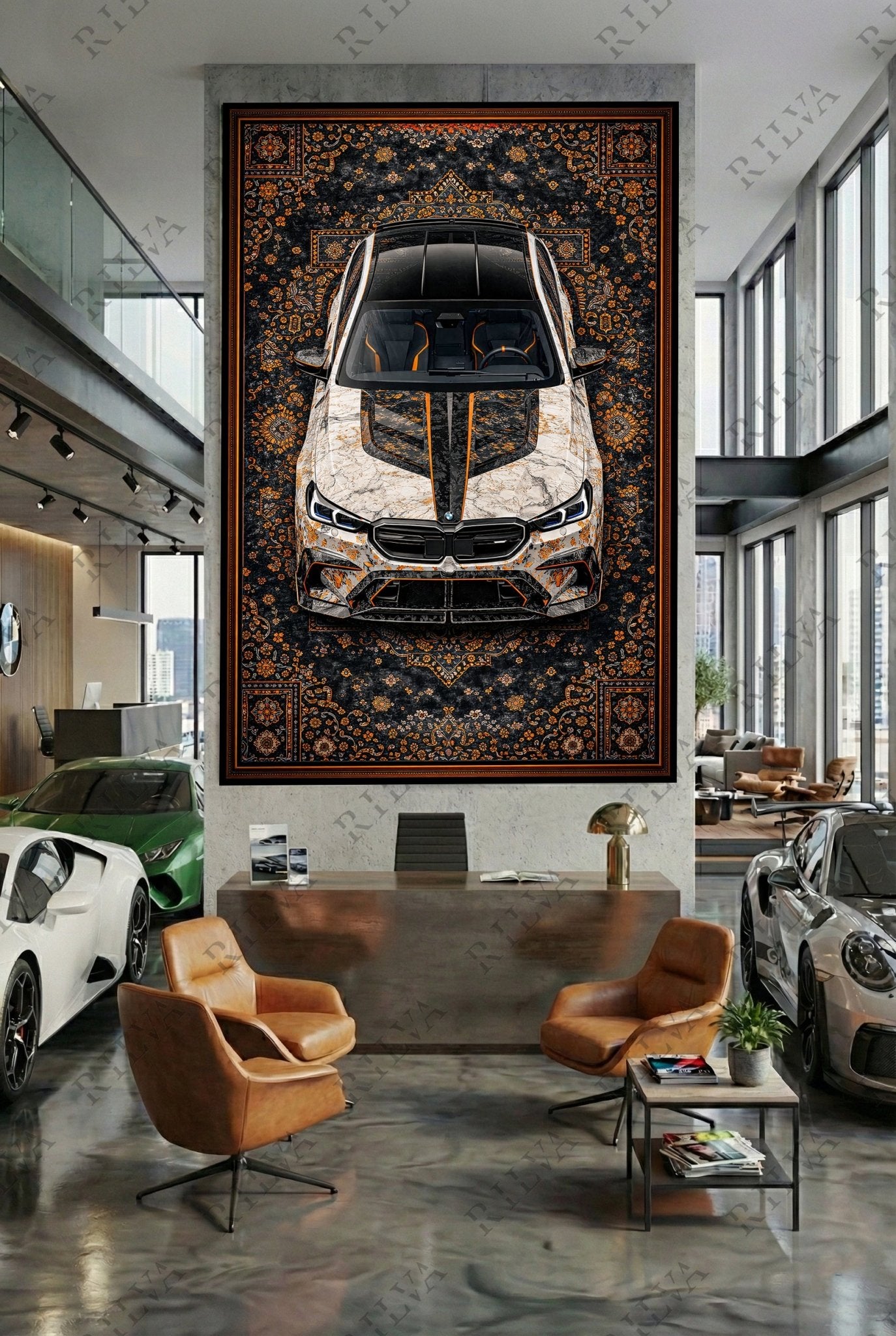 BMW M5 Mansory Wall Tapestry – Retro Persian Style Automotive Art - Rilva Design