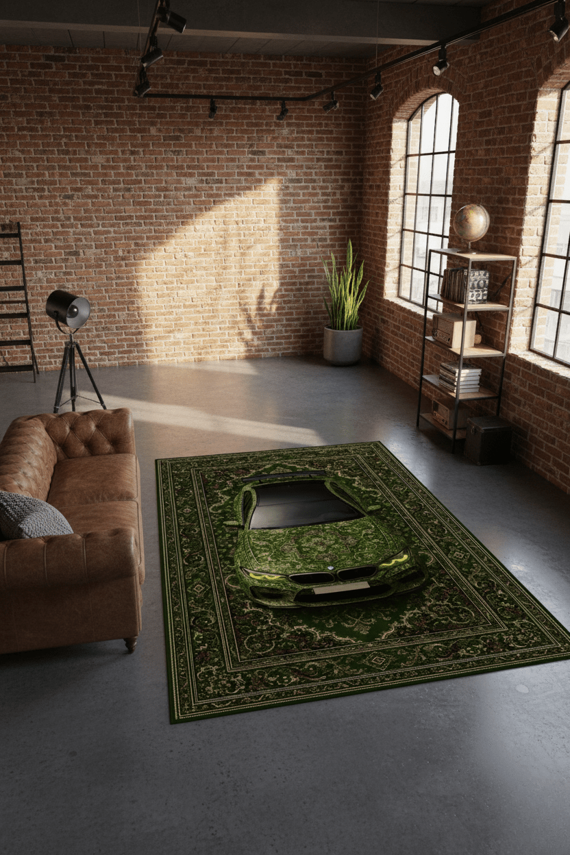 BMW M5 x Dynasty – Customizable Plate Persian Automotive Rug - Rilva Design