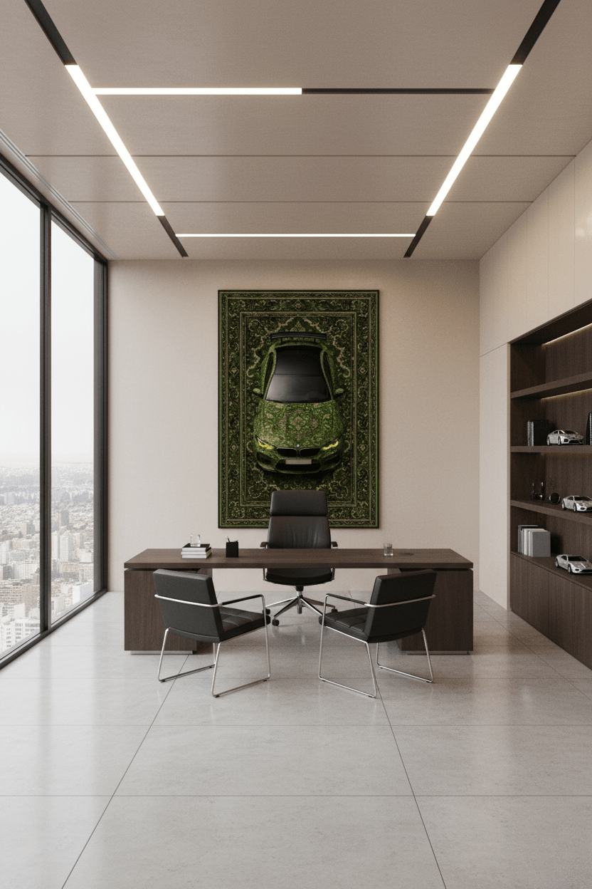 BMW M5 x Dynasty – Customizable Plate Persian Automotive Rug - Rilva Design