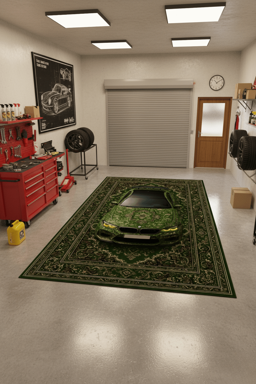 BMW M5 x Dynasty – Customizable Plate Persian Automotive Rug - Rilva Design