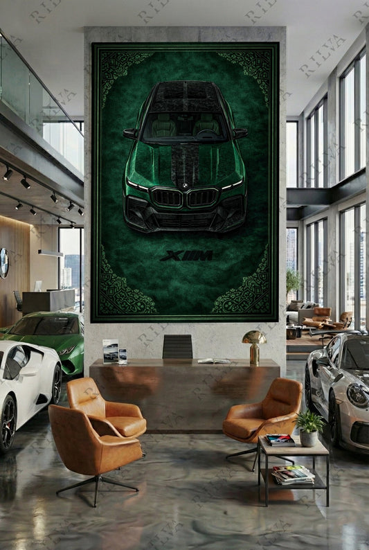BMW XM Mansory Wall Tapestry – Retro Persian Style Automotive Art - Rilva Design