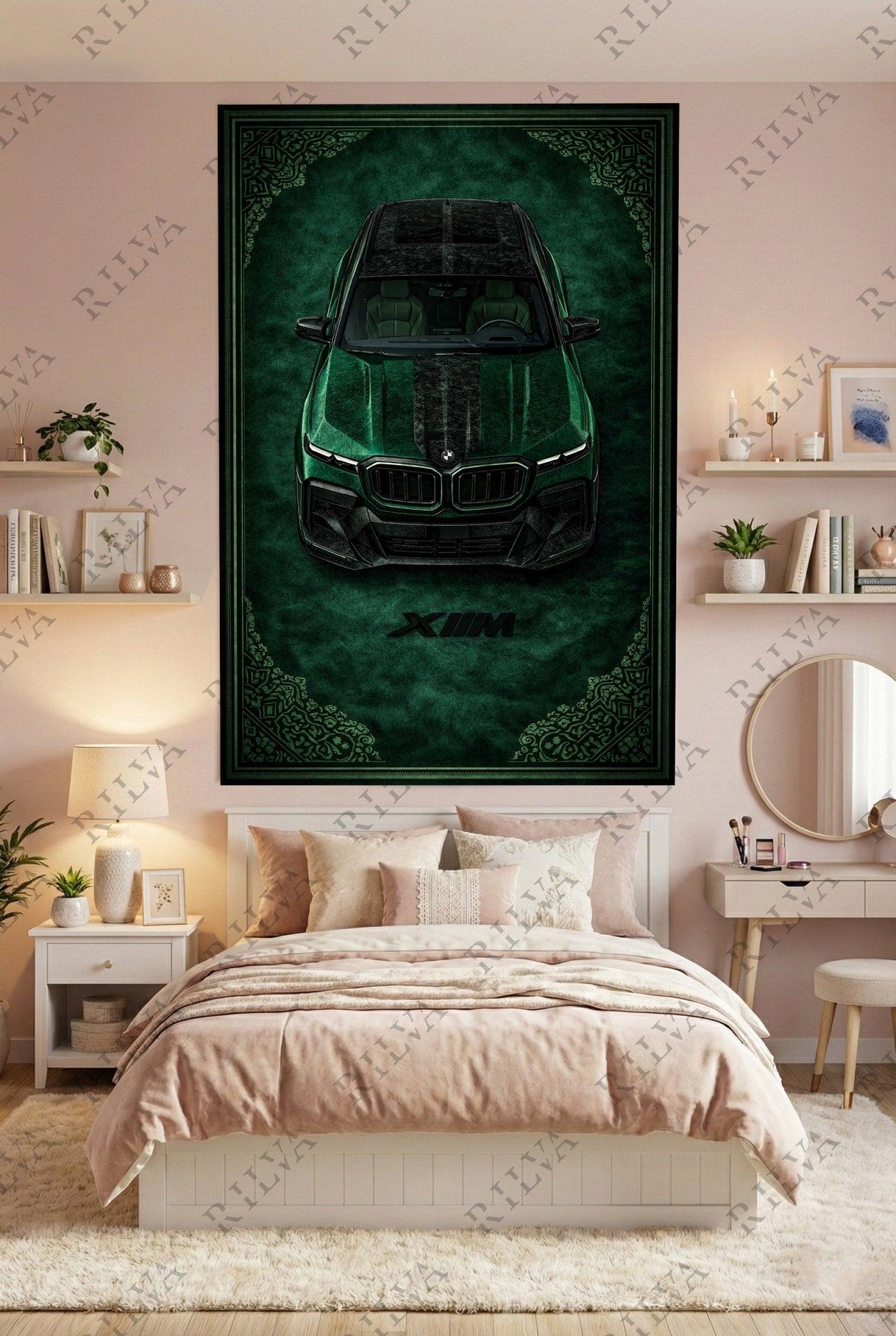 BMW XM Mansory Wall Tapestry – Retro Persian Style Automotive Art - Rilva Design