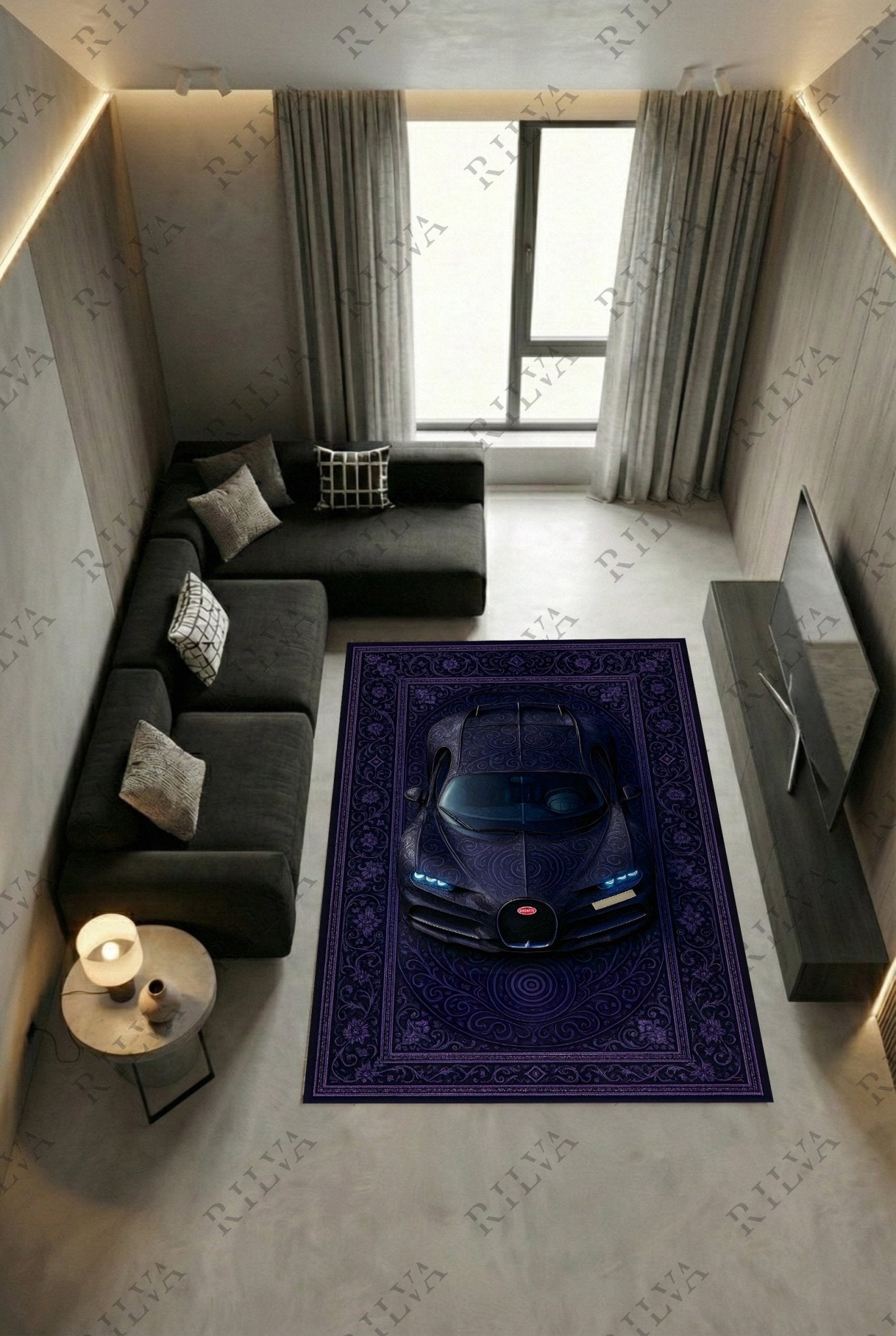 Bugatti Chiron Car Rug – Retro Persian Style Floor Rug | Exclusive Automotive Design - Prime Shine AD Luminar