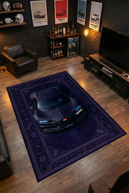 Bugatti Chiron Car Rug – Retro Persian Style Floor Rug | Exclusive Automotive Design - Prime Shine AD Luminar