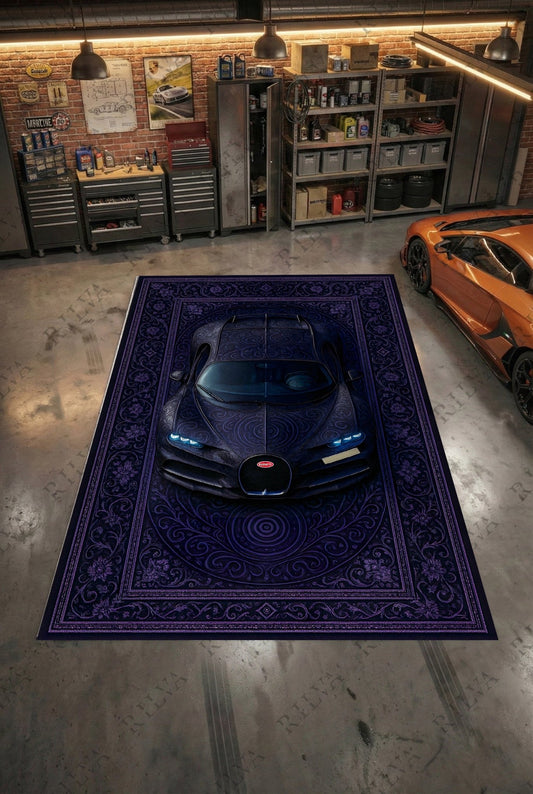 Bugatti Chiron Car Rug – Retro Persian Style Floor Rug | Exclusive Automotive Design - Prime Shine AD Luminar
