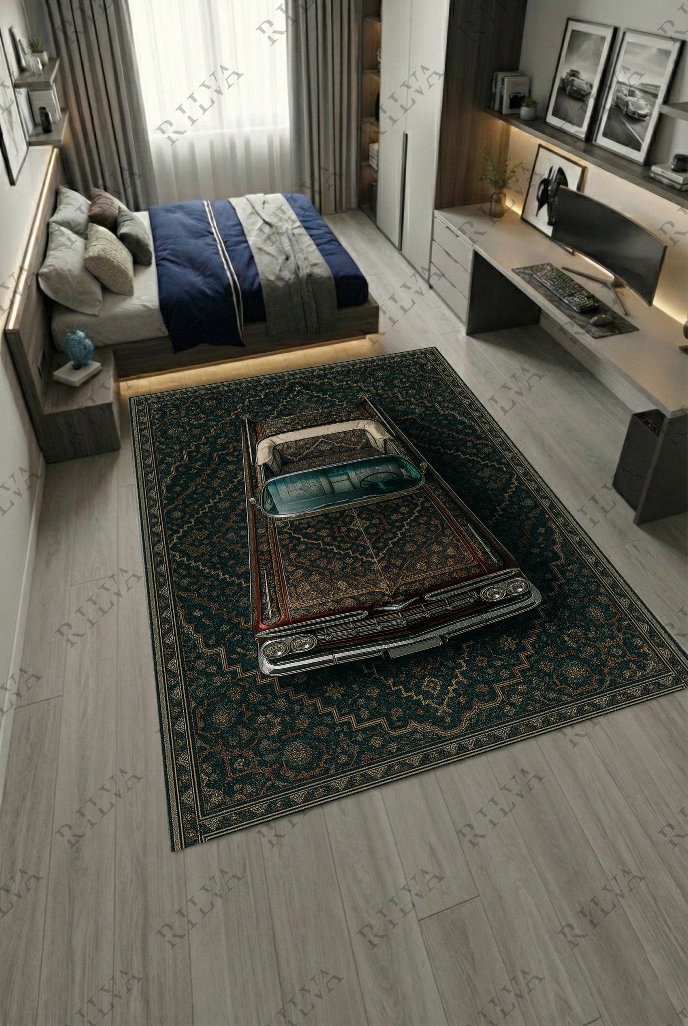 Chevrolet Impala Car Rug – Retro Persian Style Floor Rug | Exclusive Automotive Design - Rilva Design