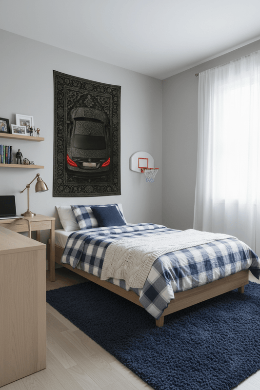 CLS 63 AMG Persian Wall Tapestry – Luxury 3D Woven Automotive Art for Bedroom, Gaming Room & Office Decor - Rilva Design