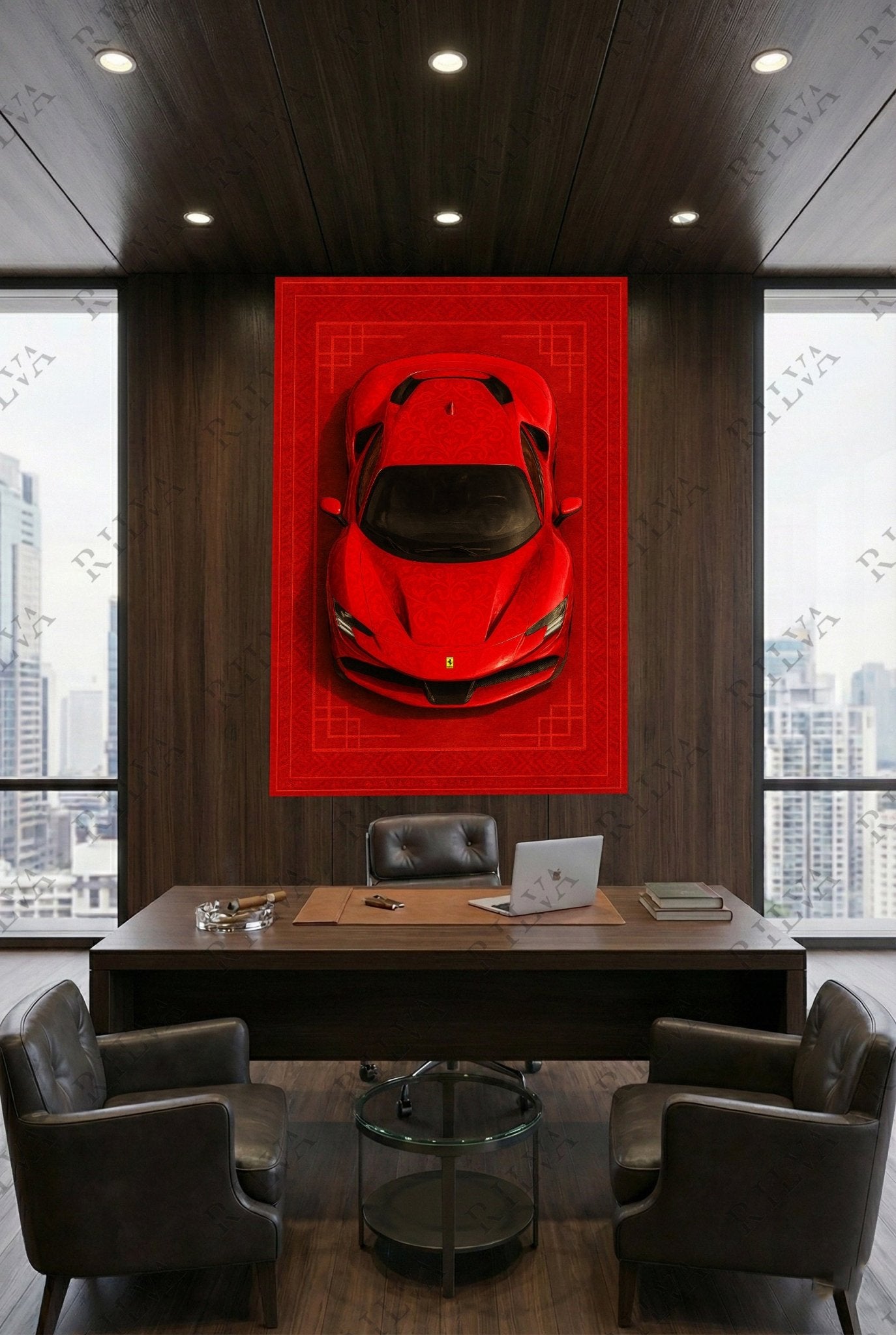 Ferrari SF90 Car Rug Wall Tapestry – Retro Scandinavian design Automotive Art - Rilva Design