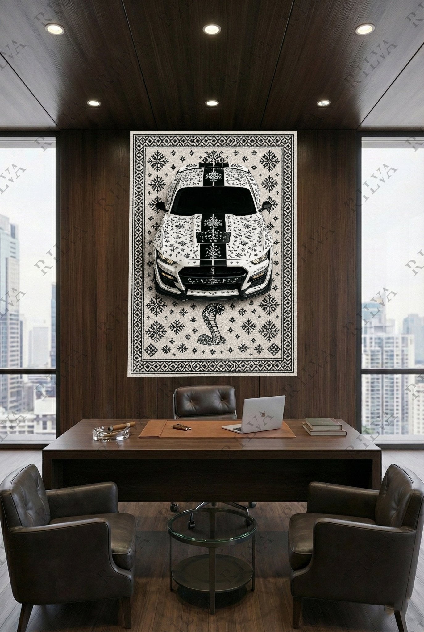 Ford Mustang GT500 Car Rug Wall Tapestry – Retro Scandinavian design Automotive Art - Rilva Design