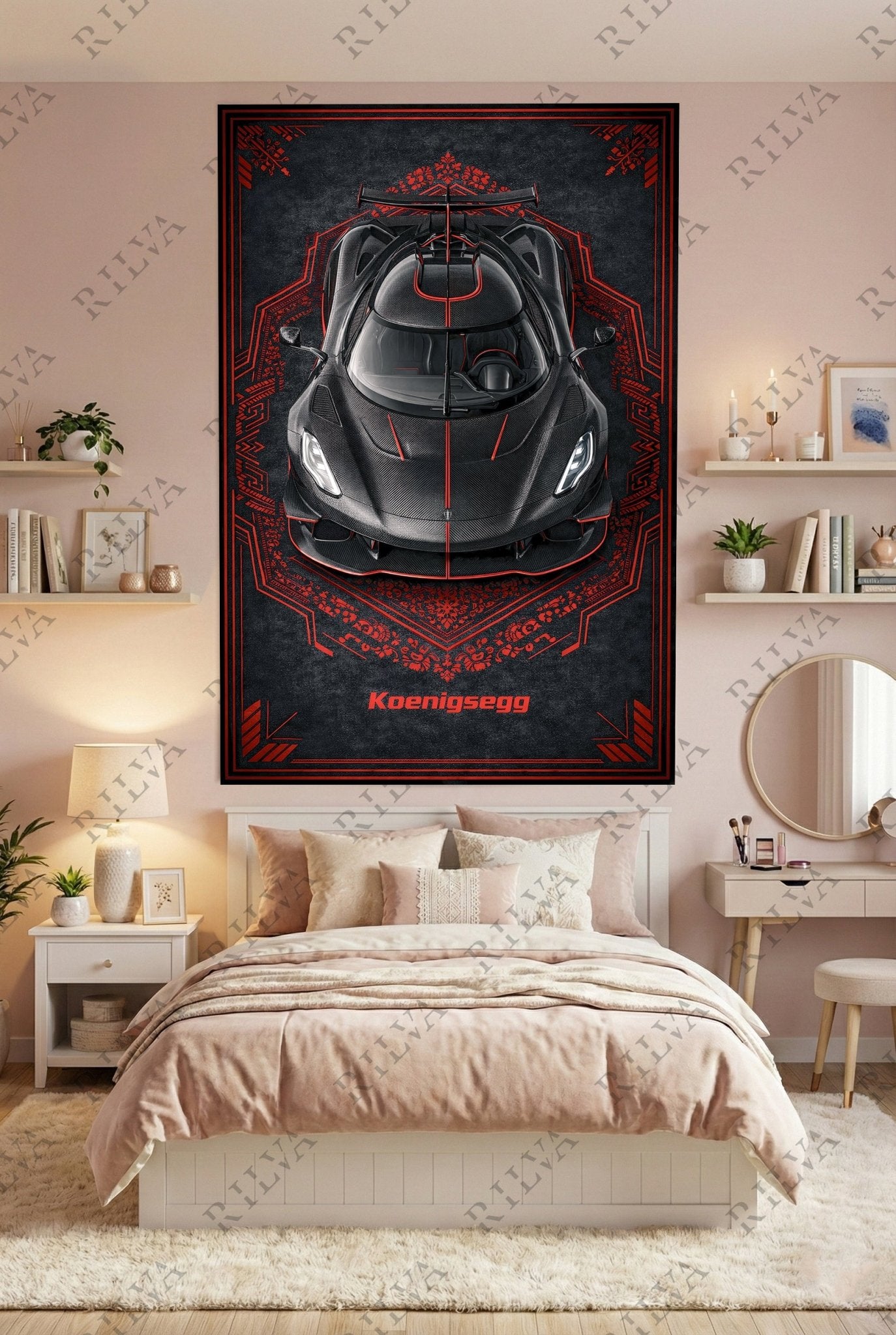 Koenigsegg Jesko Mansory Wall Tapestry – Modern Style Automotive Art - Rilva Design