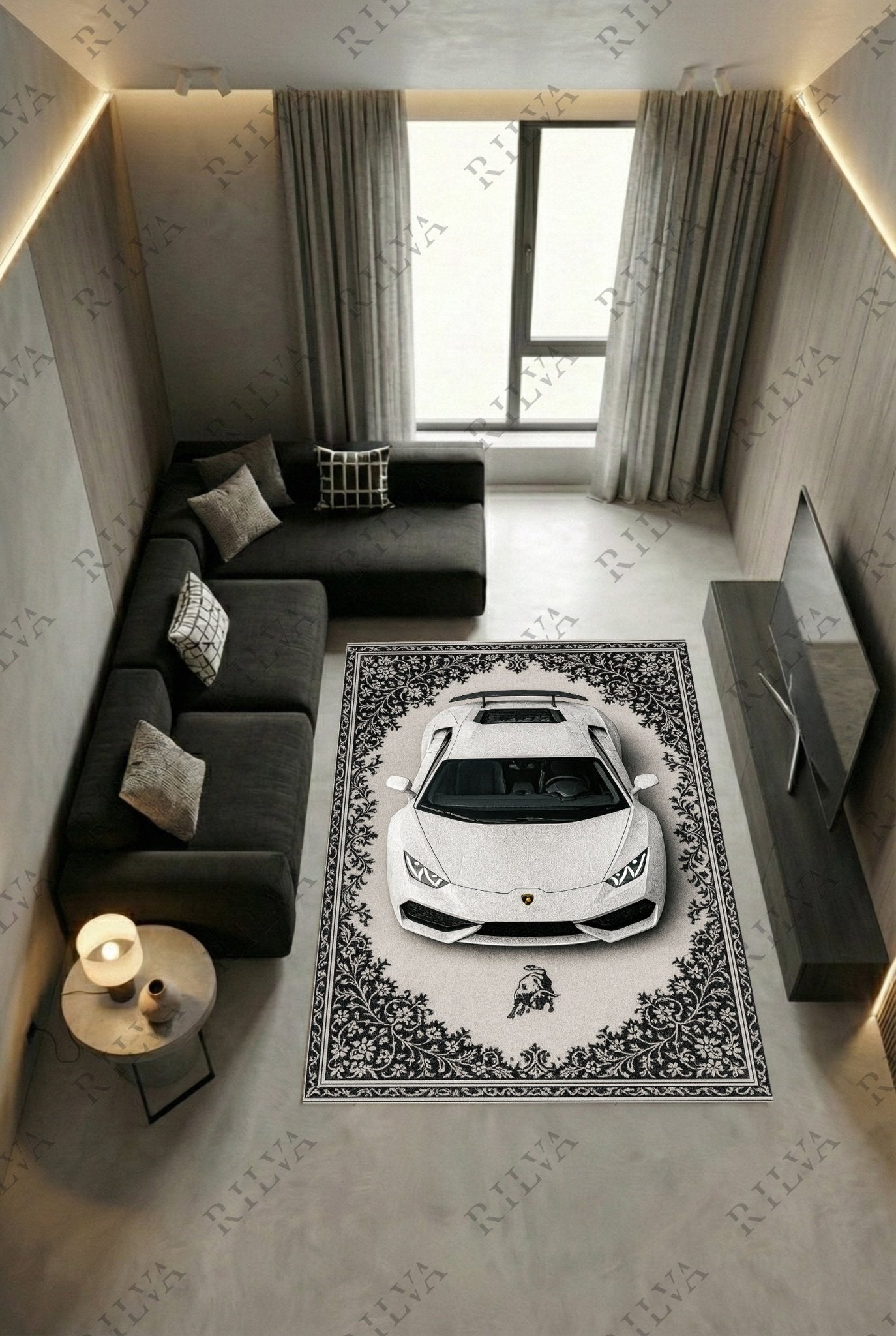 Lamborghini Huracán Car Rug – Retro Persian Style Floor Rug | Exclusive Automotive Design - Rilva Design