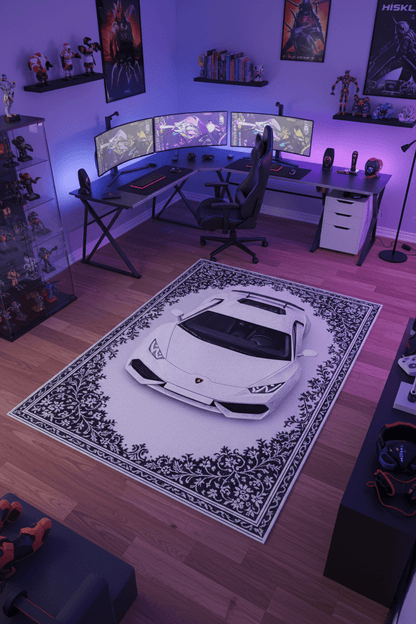 Lamborghini Huracán x Arctic Majesty – Luxury Automotive Rug for Modern Interiors - Rilva Design