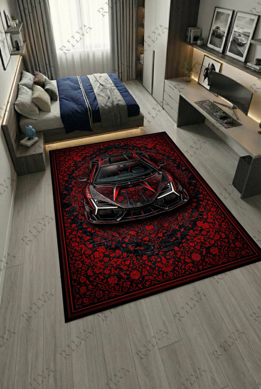 Lamborghini Revuelto Mansory – Retro Persian Style Floor Rug | Exclusive Automotive Design - Rilva Design