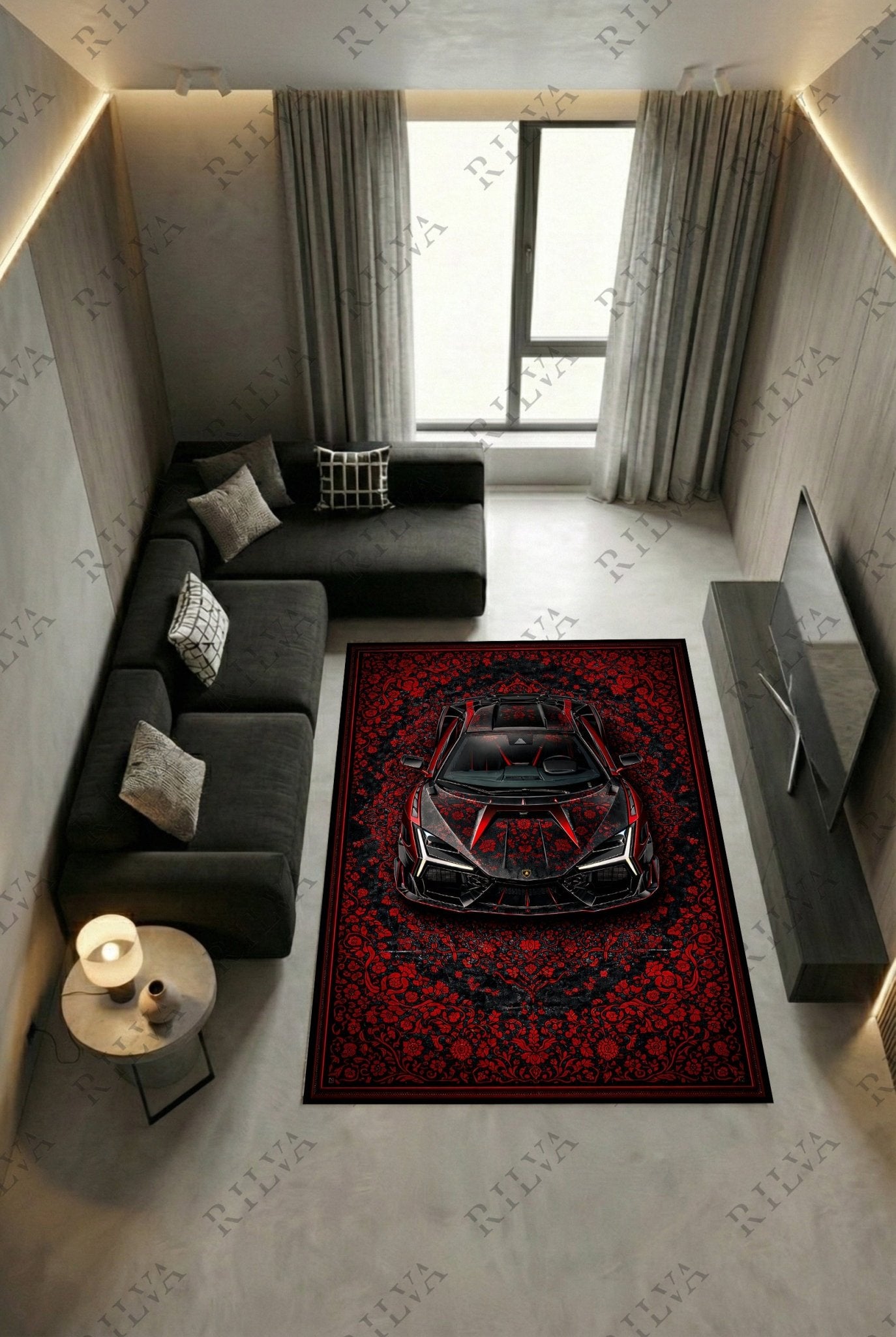 Lamborghini Revuelto Mansory – Retro Persian Style Floor Rug | Exclusive Automotive Design - Rilva Design