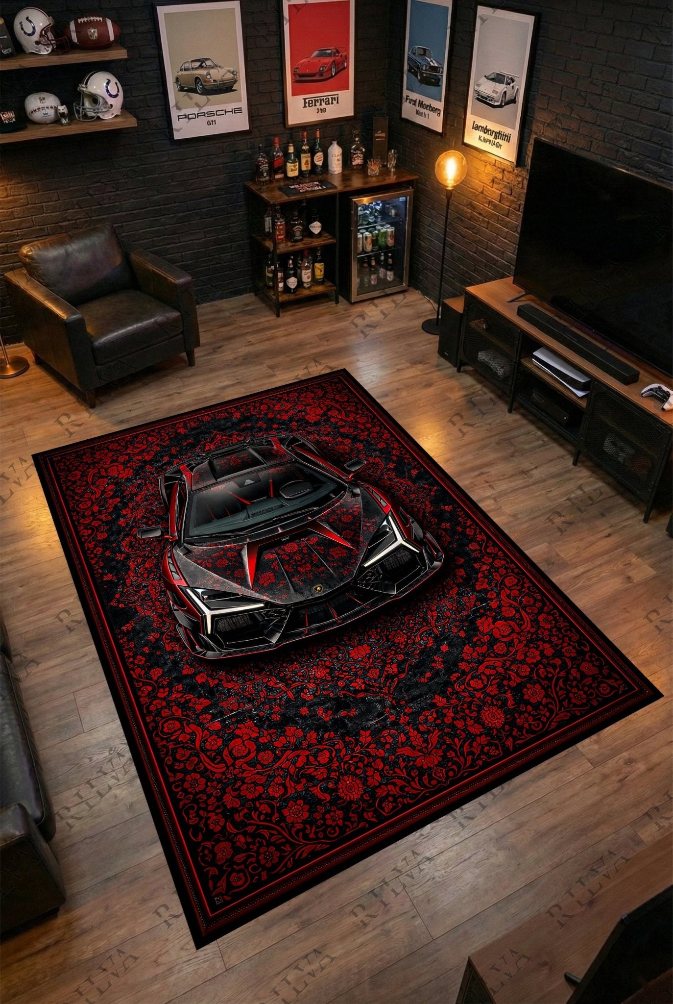 Lamborghini Revuelto Mansory – Retro Persian Style Floor Rug | Exclusive Automotive Design - Rilva Design