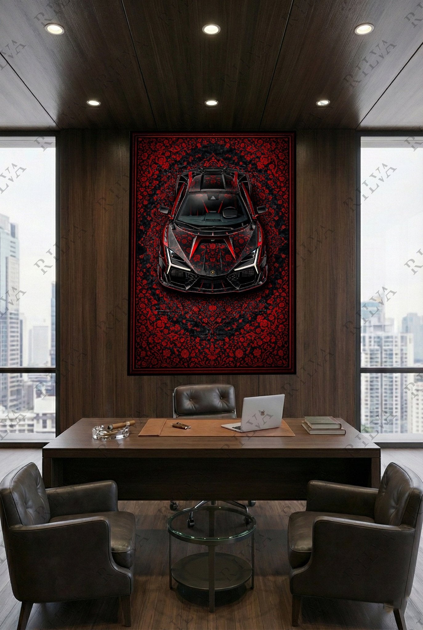 Lamborghini Revuelto Mansory Wall Tapestry - Retro Persian Style Art - Rilva Design