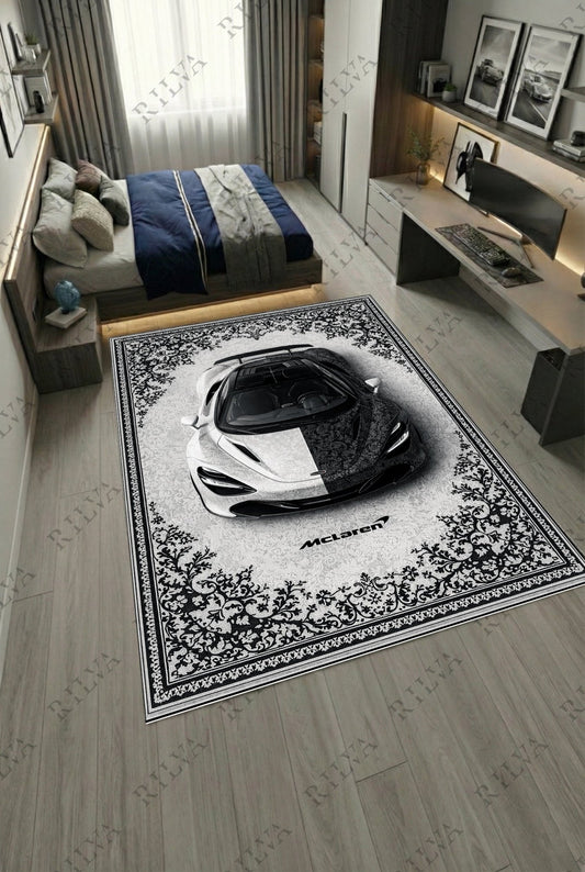 McLaren 720S Car Rug – Retro Persian Style Floor Rug | Exclusive Automotive Design - Rilva Design