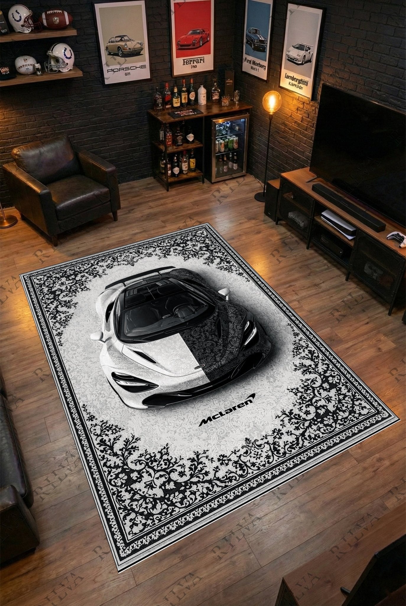McLaren 720S Car Rug – Retro Persian Style Floor Rug | Exclusive Automotive Design - Rilva Design