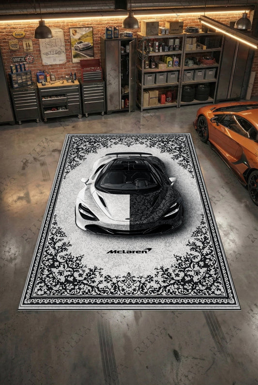 McLaren 720S Car Rug – Retro Persian Style Floor Rug | Exclusive Automotive Design - Rilva Design