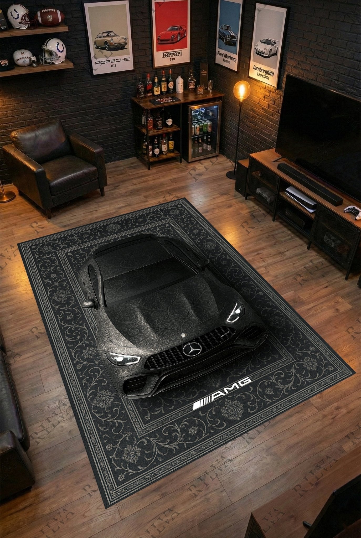 Mercedes AMG GT63 S Car Rug – Retro Persian Style Floor Rug | Exclusive Automotive Design - Rilva Design