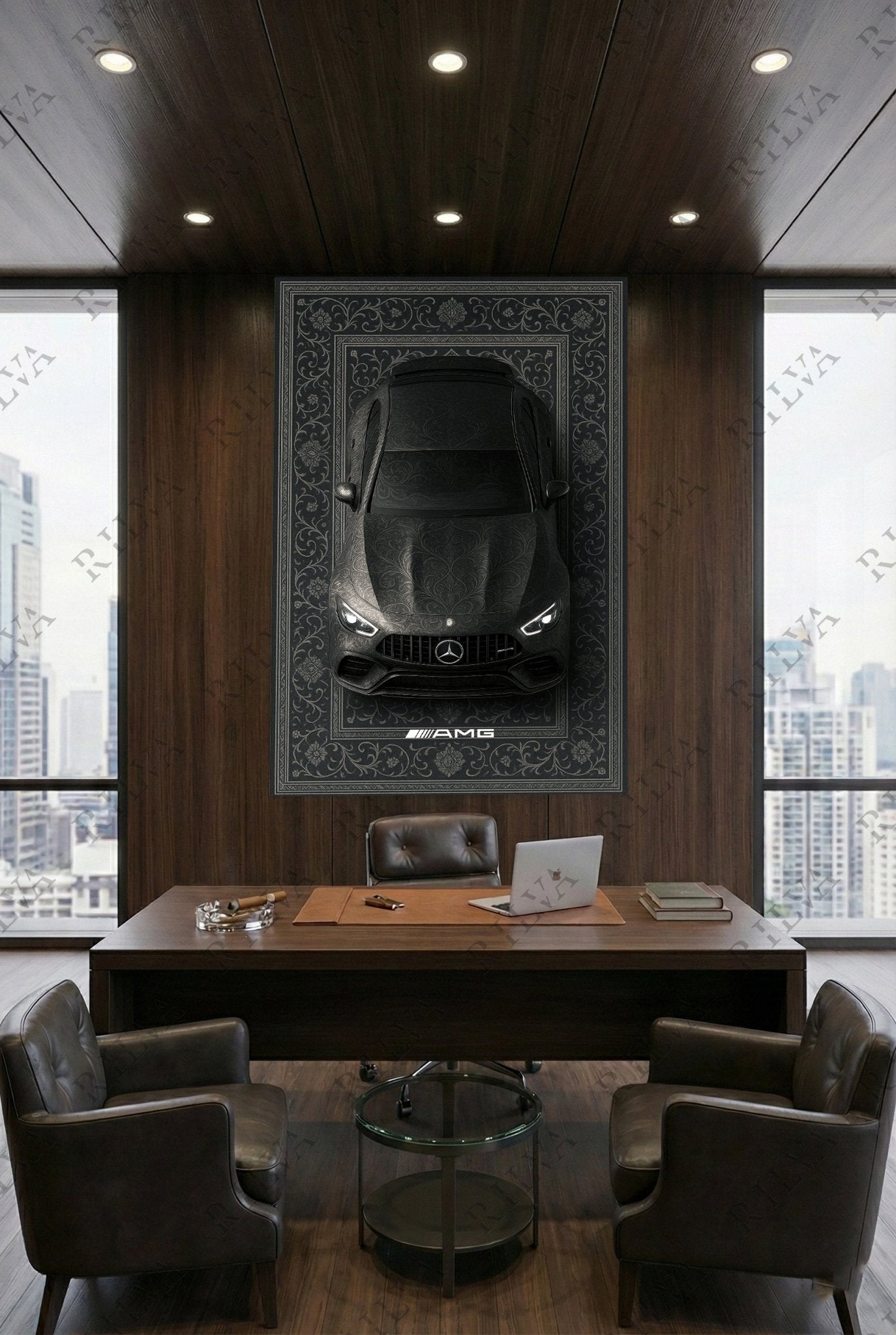 Mercedes AMG GT63 S Car Rug Wall Tapestry – Retro Persian Style Automotive Art - Rilva Design