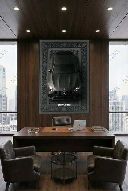 Mercedes AMG GT63 S Car Rug Wall Tapestry – Retro Persian Style Automotive Art - Rilva Design