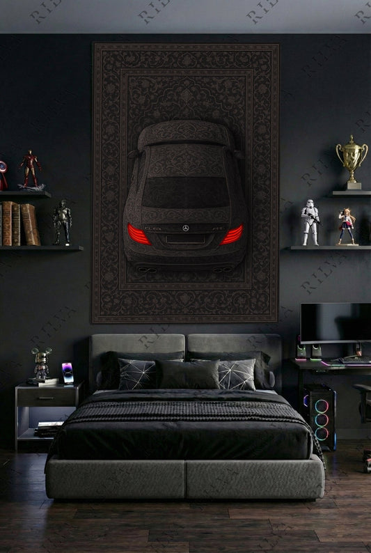 Mercedes CL 63 AMG Car Rug Wall Tapestry – Retro Persian Style Automotive Art - Rilva Design