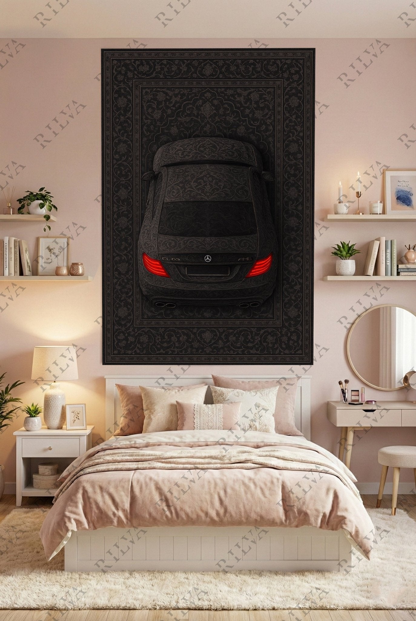 Mercedes CL 63 AMG Car Rug Wall Tapestry – Retro Persian Style Automotive Art - Rilva Design