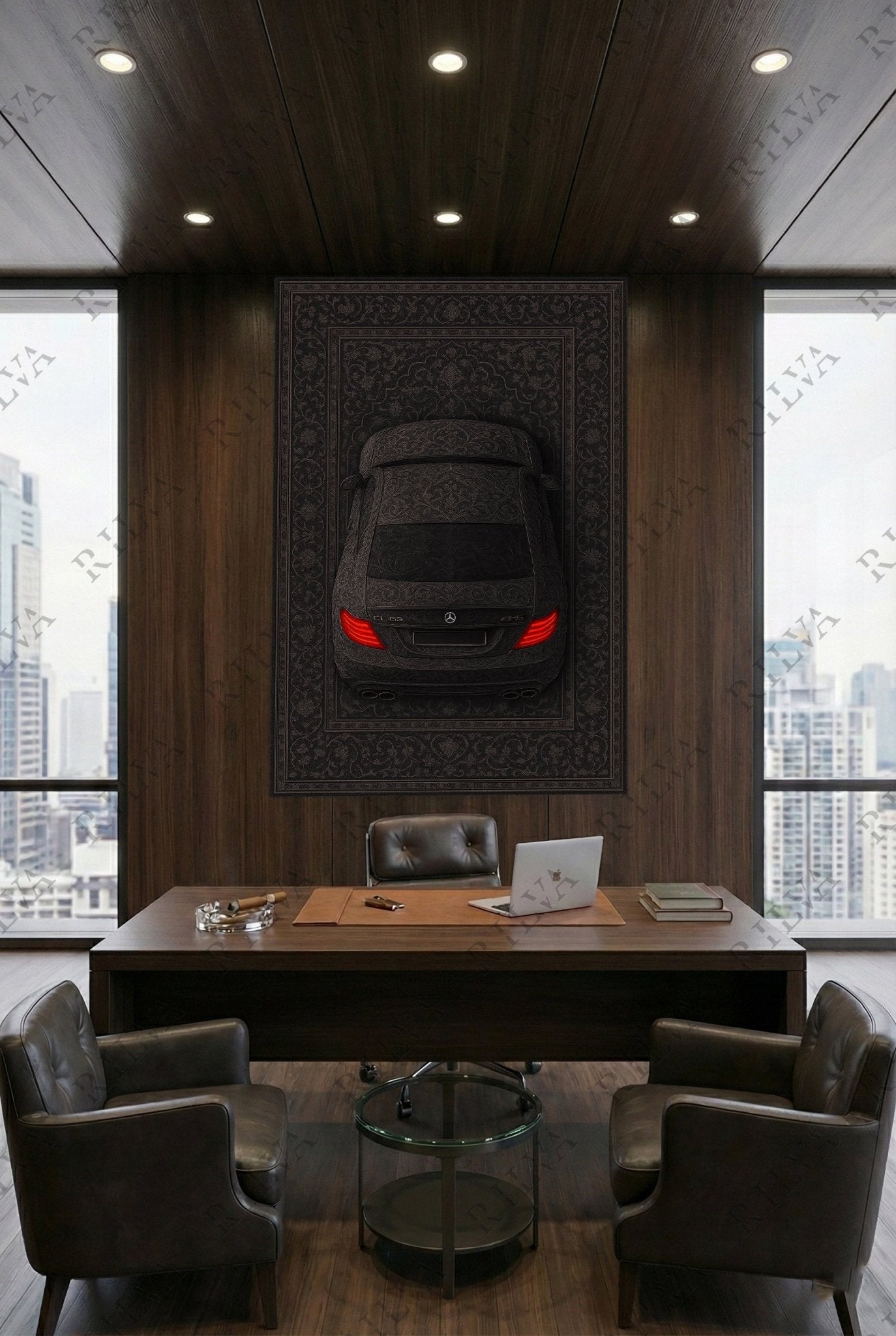 Mercedes CL 63 AMG Car Rug Wall Tapestry – Retro Persian Style Automotive Art - Rilva Design