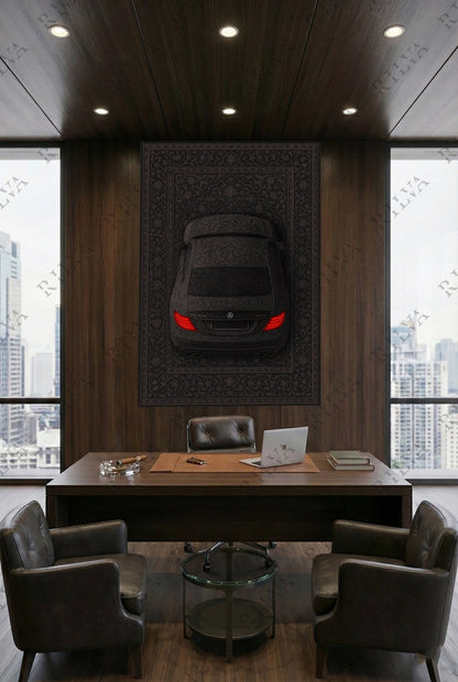 Mercedes CL 63 AMG Car Rug Wall Tapestry – Retro Persian Style Automotive Art - Rilva Design