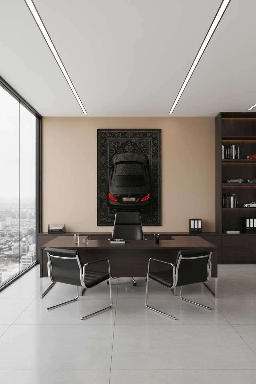 Mercedes CLS 63 AMG x Noir Elegance – Luxury Automotive Rug for Modern Interiors - Rilva Design