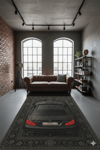 Mercedes CLS 63 AMG x Noir Elegance – Luxury Automotive Rug for Modern Interiors - Rilva Design