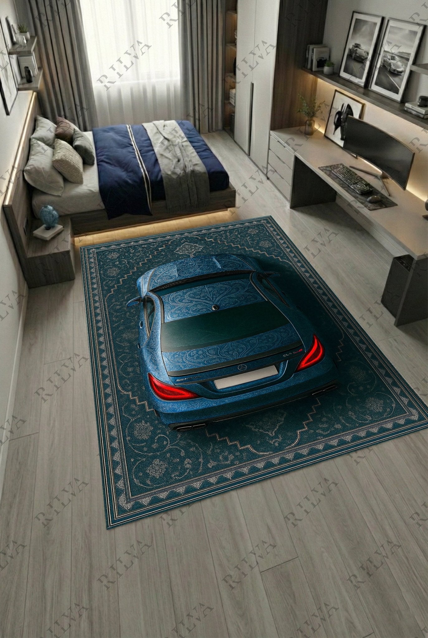 Mercedes CLS 63 S AMG Car Rug – Retro Persian Style Floor Rug | Exclusive Automotive Design - Rilva Design