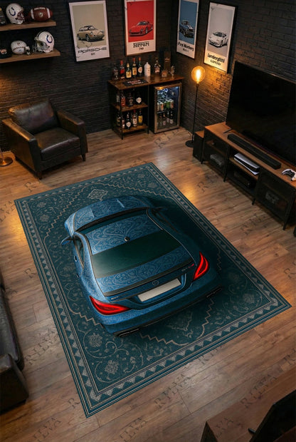 Mercedes CLS 63 S AMG Car Rug – Retro Persian Style Floor Rug | Exclusive Automotive Design - Rilva Design