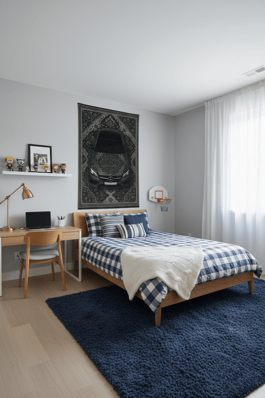 Mercedes E63 Persian Wall Tapestry – Luxury Automotive Wall Decor for Bedroom, Gaming Setup & Modern Living Spaces - Rilva Design