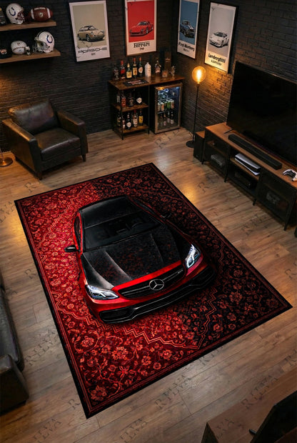 Mercedes E63 W212 Car Rug – Retro Persian Style Automotive Floor Rug | Exclusive Design - Rilva Design