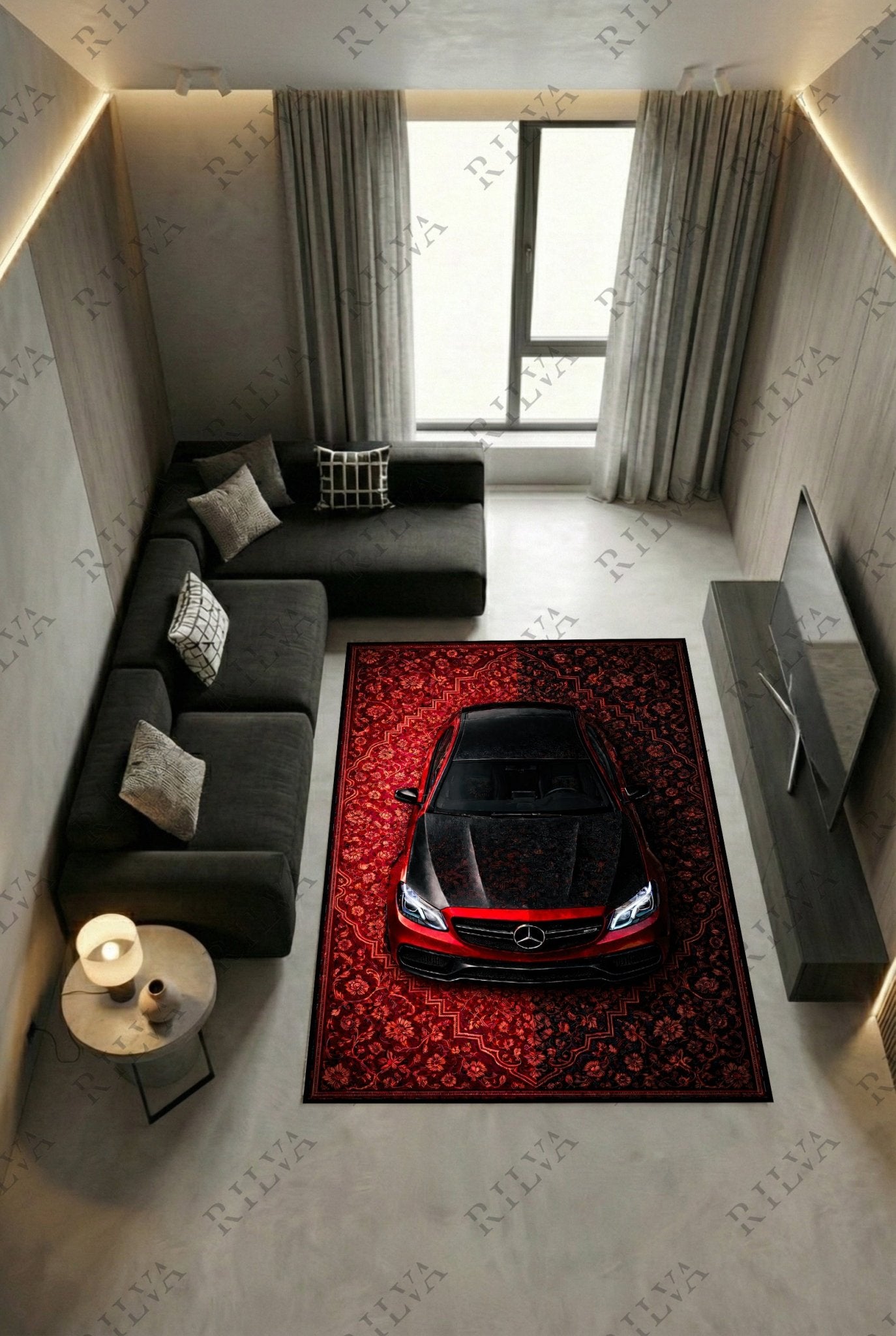 Mercedes E63 W212 Car Rug – Retro Persian Style Automotive Floor Rug | Exclusive Design - Rilva Design