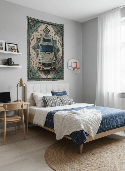 Mercedes G - Class Persian Wall Tapestry – Luxury 3D Woven Automotive Art for Bedroom, Gaming Room & Garage Decor - Rilva Design